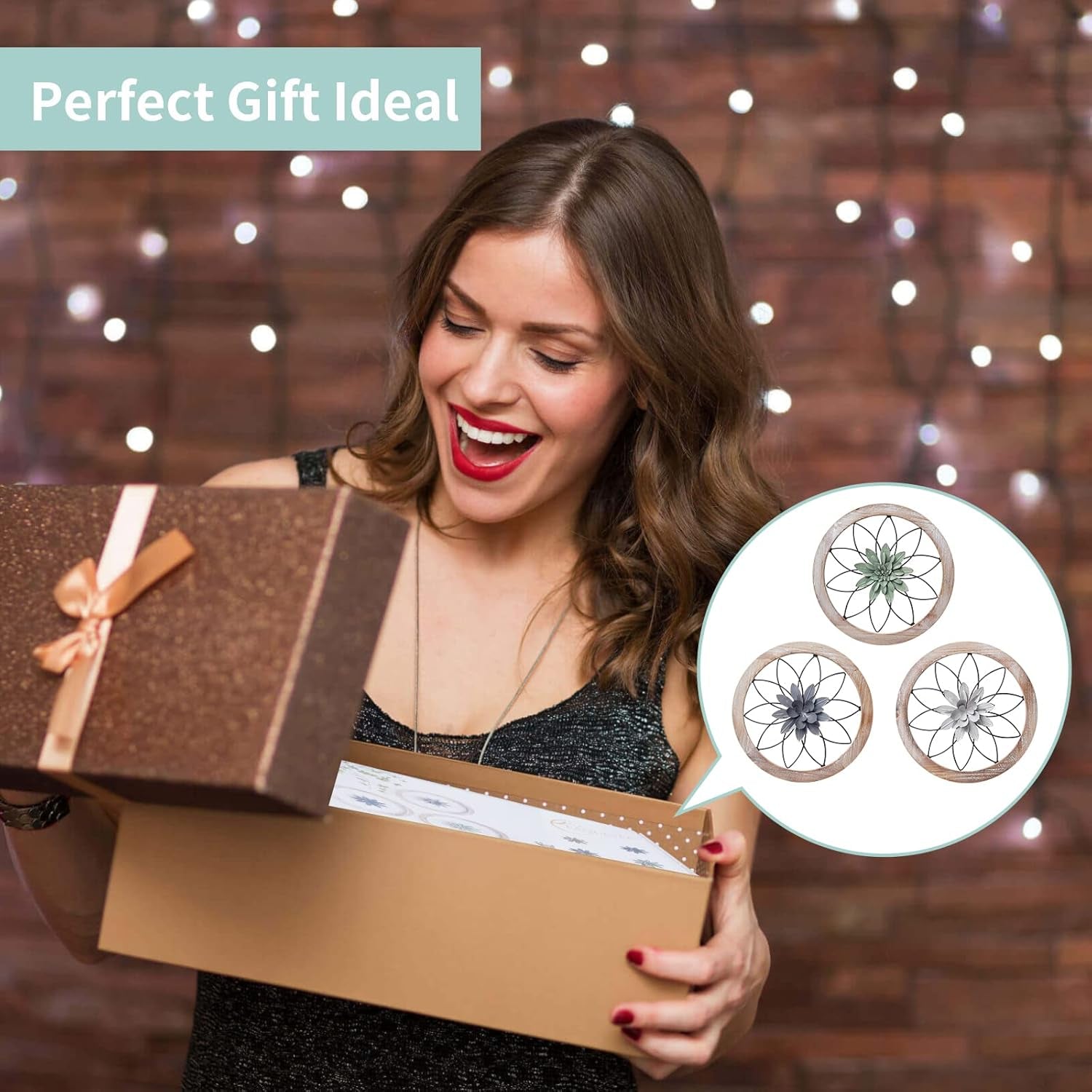 Round Farmhouse Wall Decor Set With Interchangeable Metal Flowers