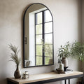 Black Arched Wall Mirror 42x24 Inches With Iron Frame