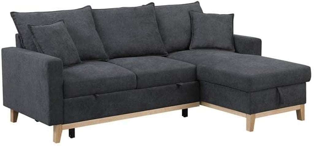 Gray Reversible Sleeper Sectional With Storage Chaise