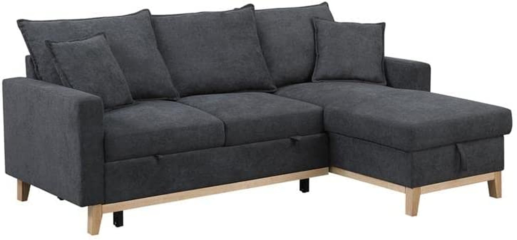 Gray Reversible Sleeper Sectional With Storage Chaise