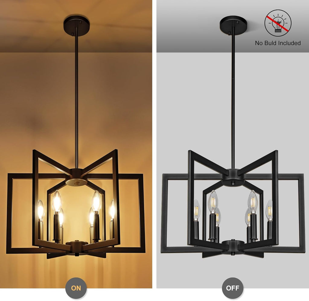 Six Light Black Farmhouse Chandelier For Kitchen Island