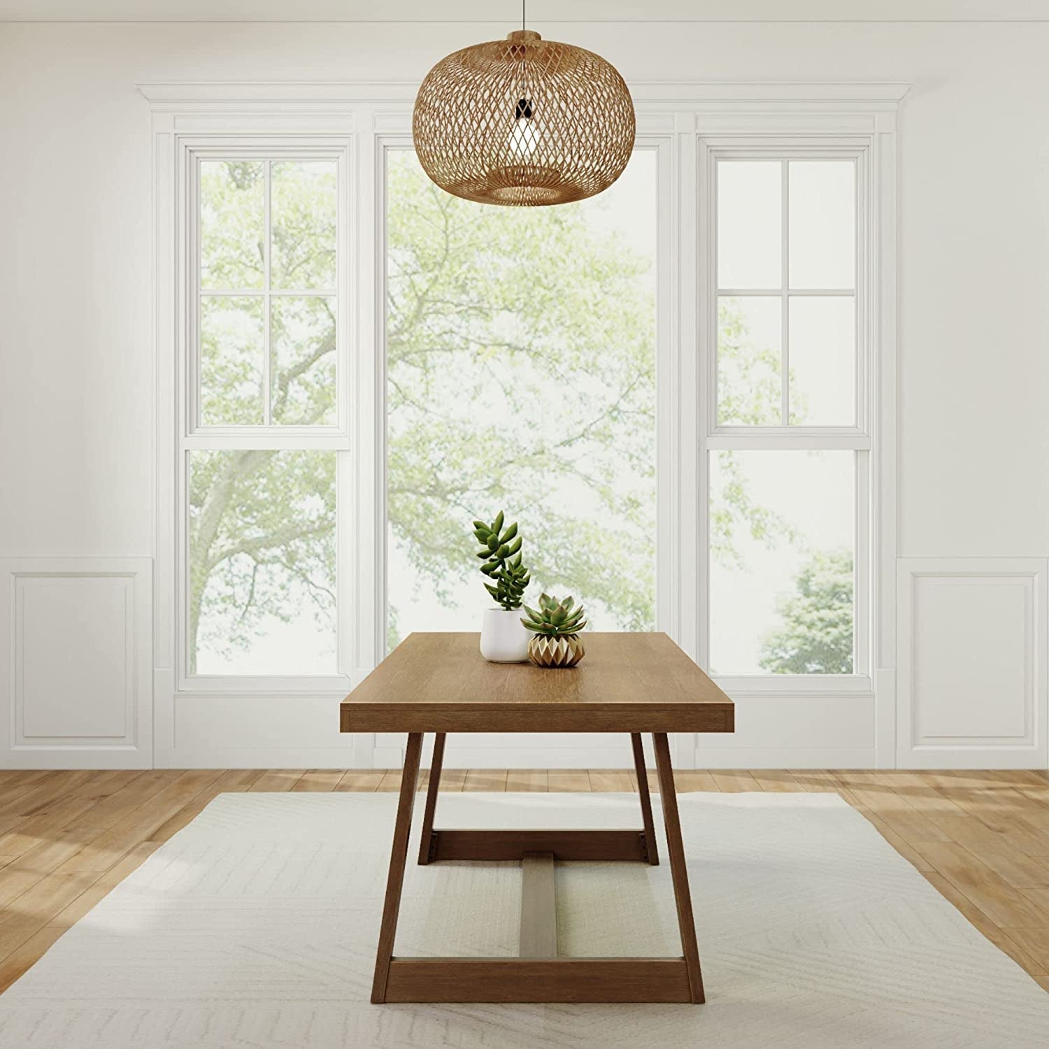 Pecan Wood Dining Table For Six Farmhouse Collection