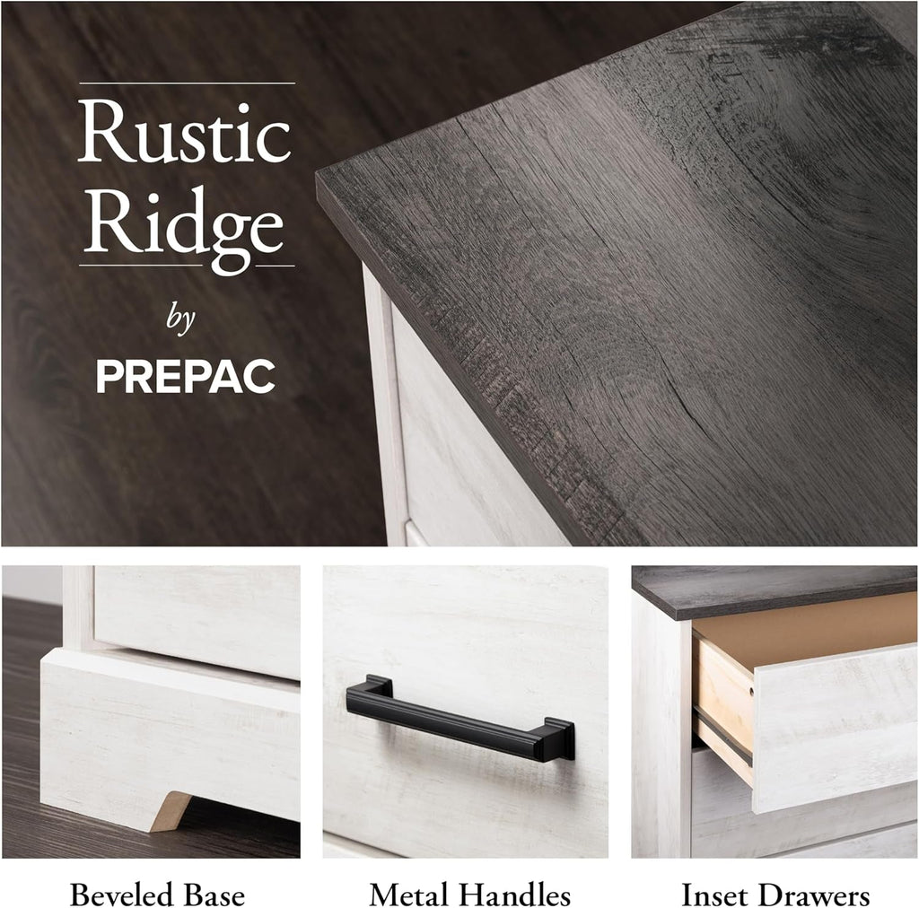 Commode de ferme blanche lavée 6 tiroirs Coffre 53 pouces de large