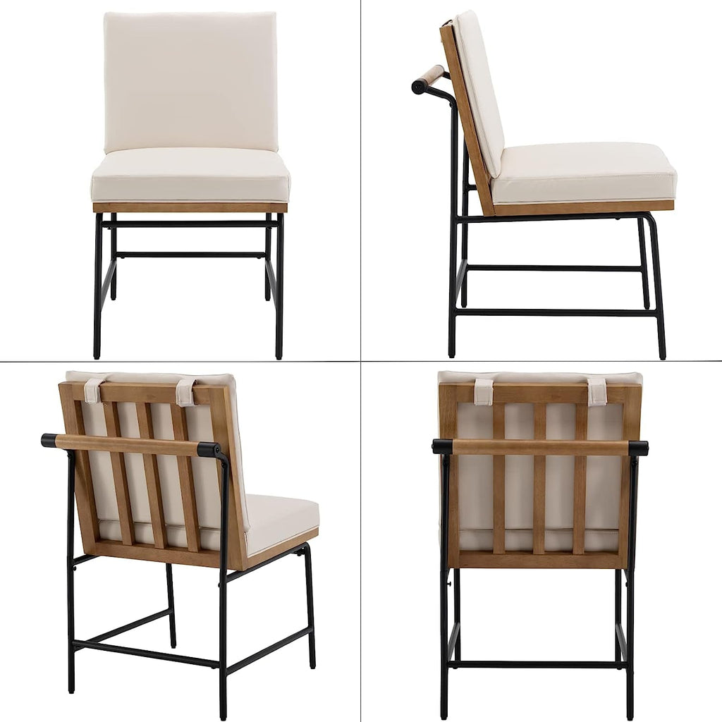 Mid Century Leather Dining Chairs Set Of 2 Cushioned Seats