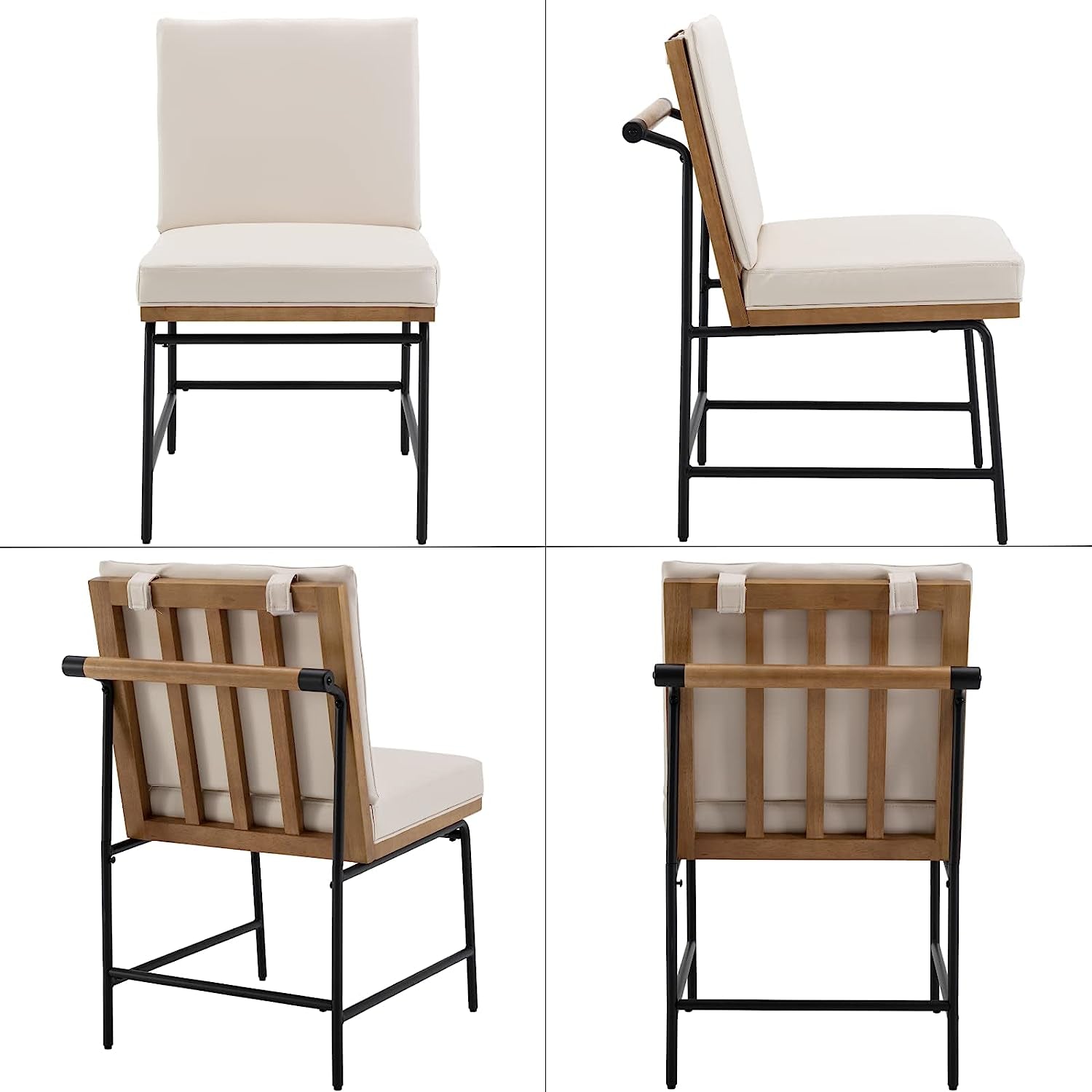 Mid Century Leather Dining Chairs Set Of 2 Cushioned Seats