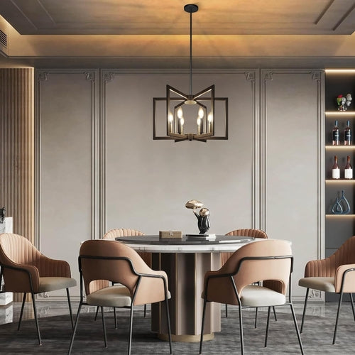 Six Light Black Farmhouse Chandelier For Kitchen Island