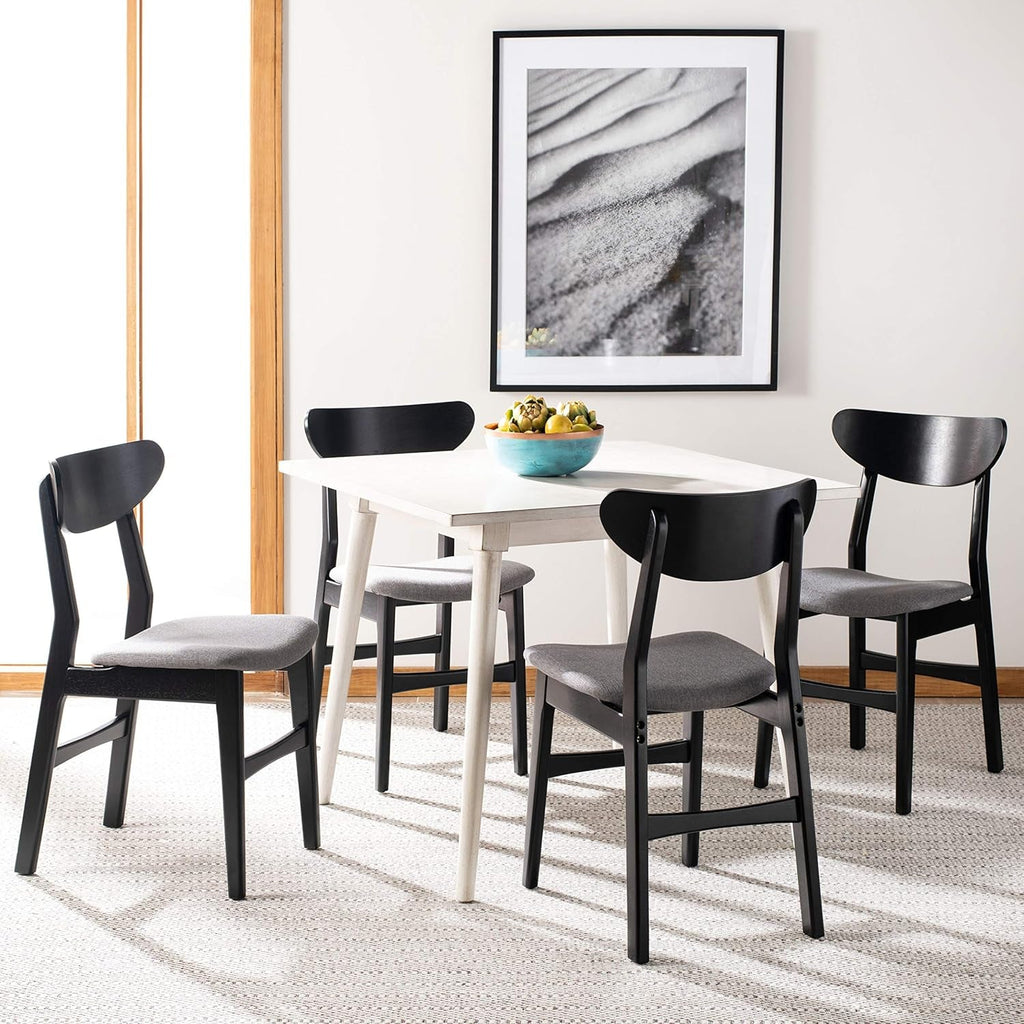 Home Lucca Retro Black And Grey Cushion Dining Chair Set 2