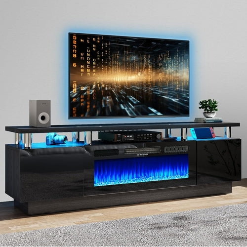 80 Inch Electric Fireplace TV Stand For TVs Up To 90 Inches Black