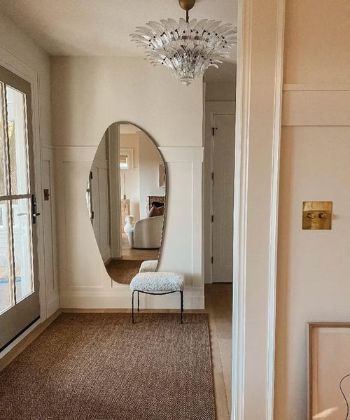 Asymmetrical Wooden Framed Wall Mirror Black 35.4 Inches By 17.7