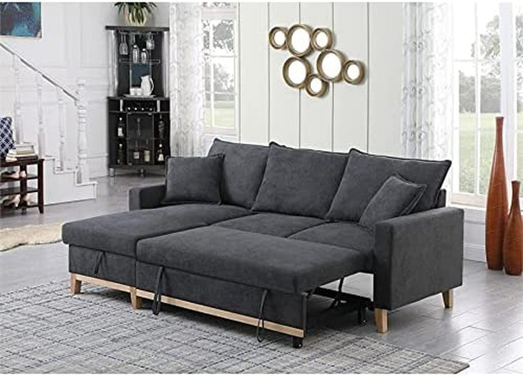 Gray Reversible Sleeper Sectional With Storage Chaise