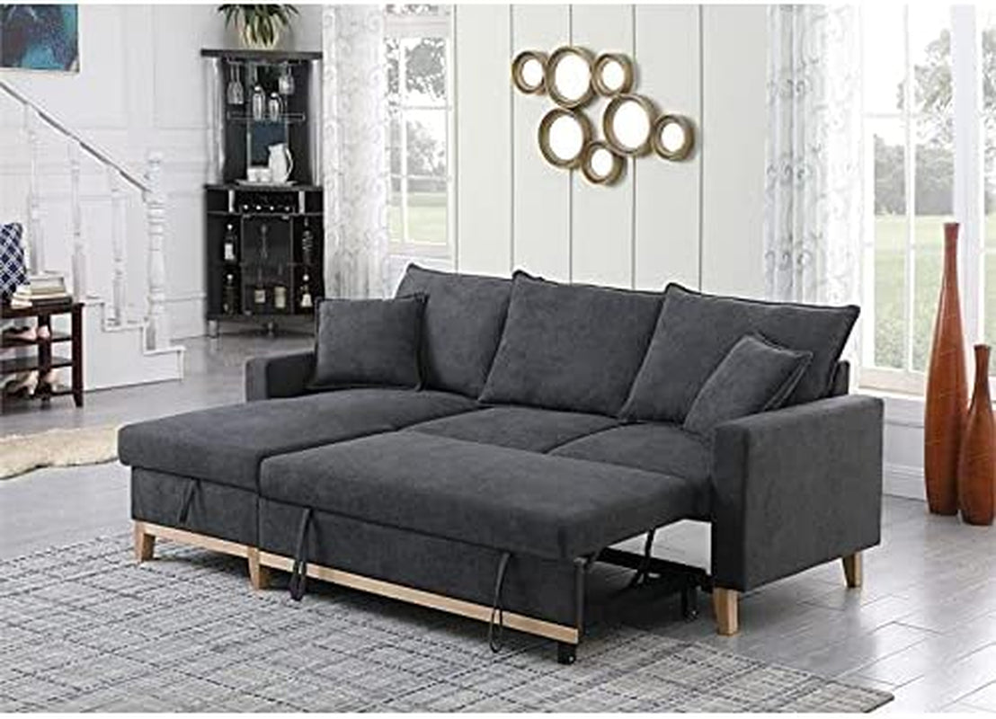 Gray Reversible Sleeper Sectional With Storage Chaise