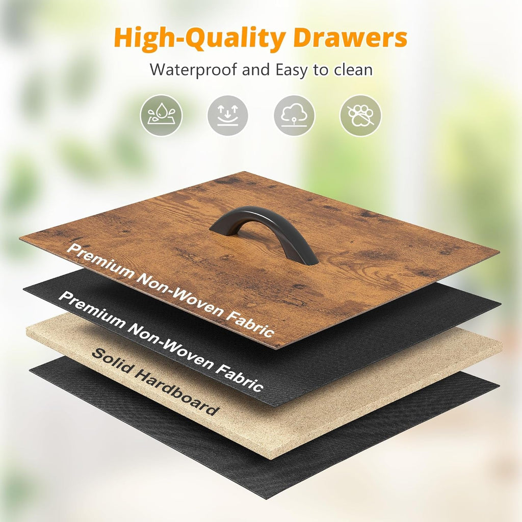 Bedroom Dresser With LED Lights 12 Drawers Rustic Brown