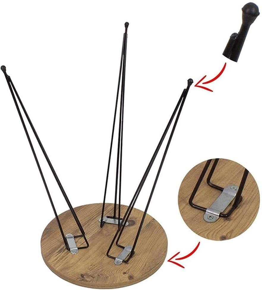 Grey Pine Wood Round Nesting End Tables Set Of 3 With Metal Frame