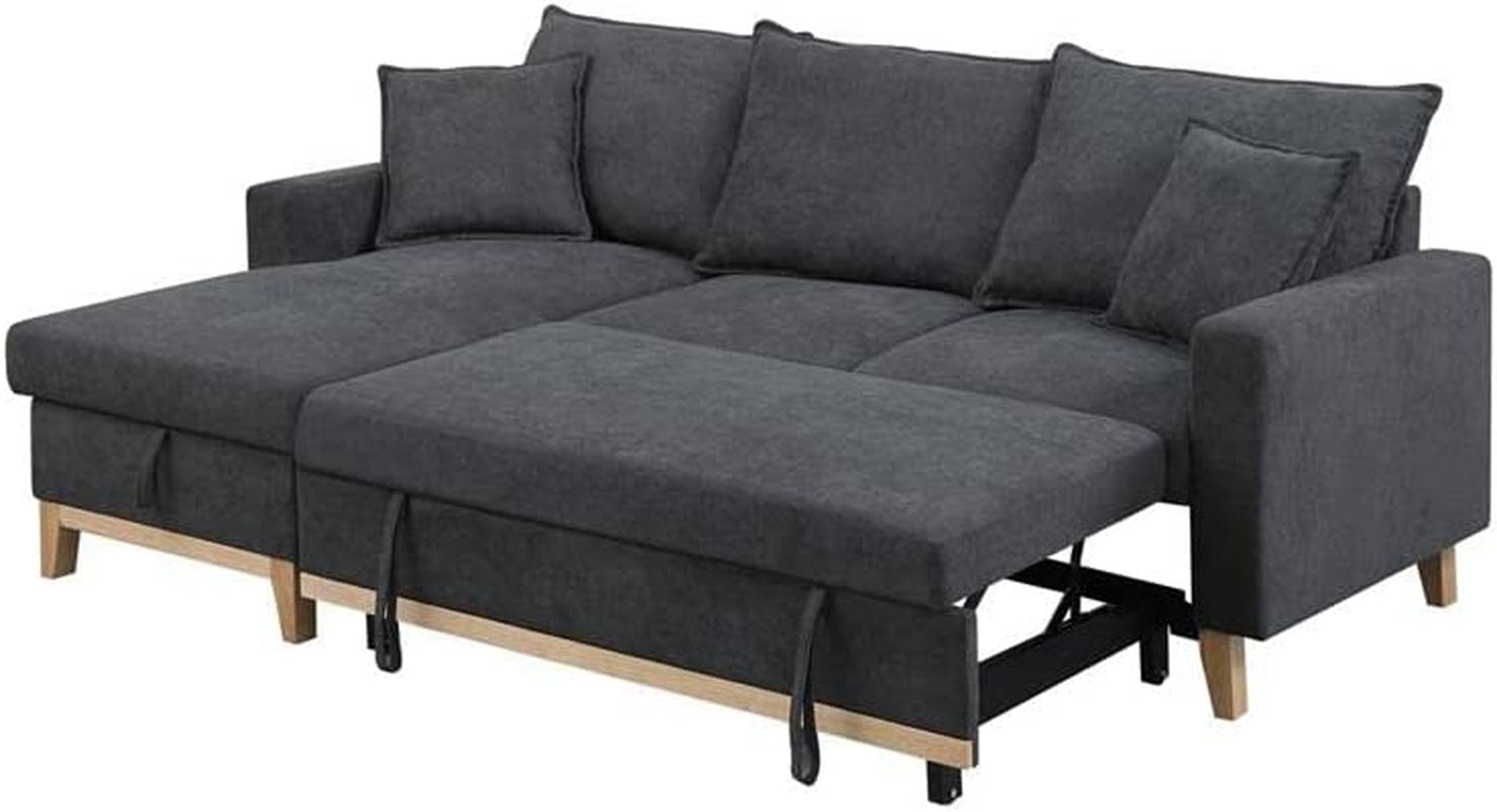 Gray Reversible Sleeper Sectional With Storage Chaise