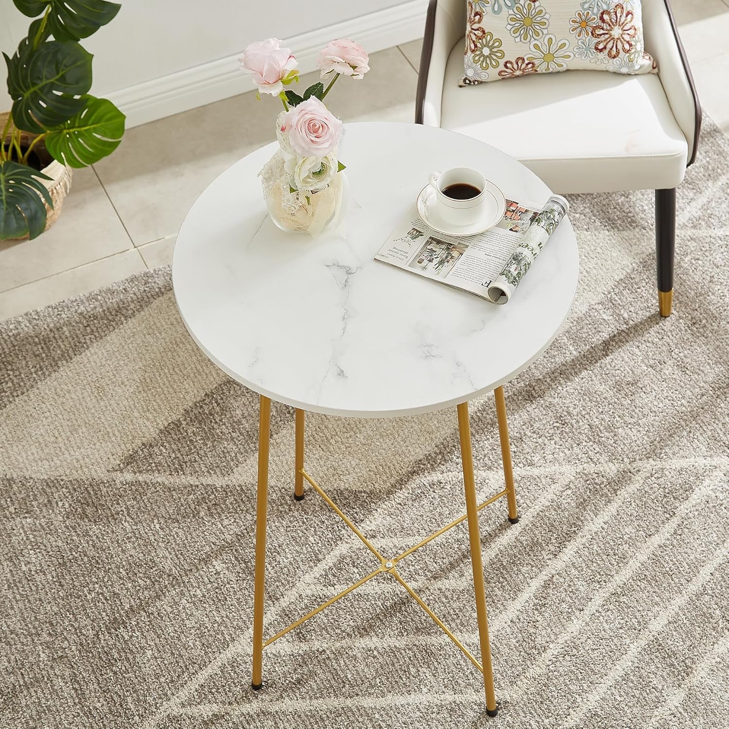 Gold Round Bistro Set 3 Piece With Bar Table And Stools