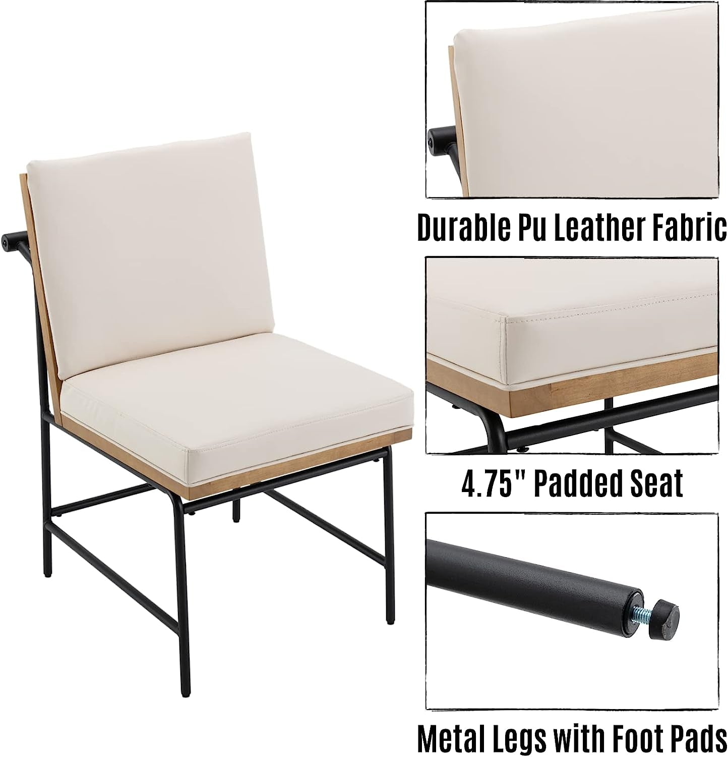 Mid Century Leather Dining Chairs Set Of 2 Cushioned Seats