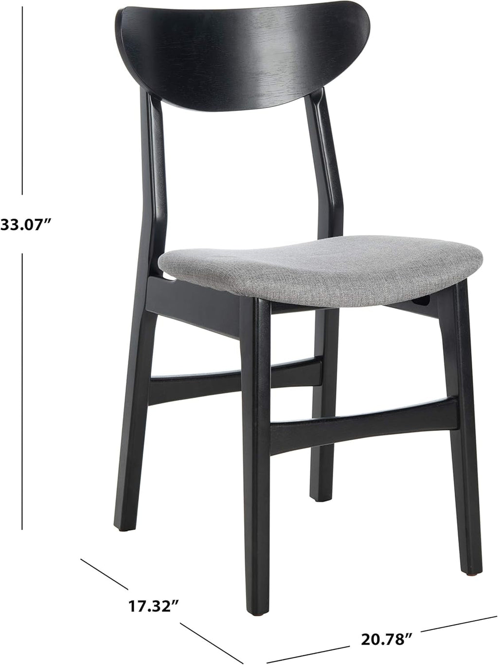 Home Lucca Retro Black And Grey Cushion Dining Chair Set 2