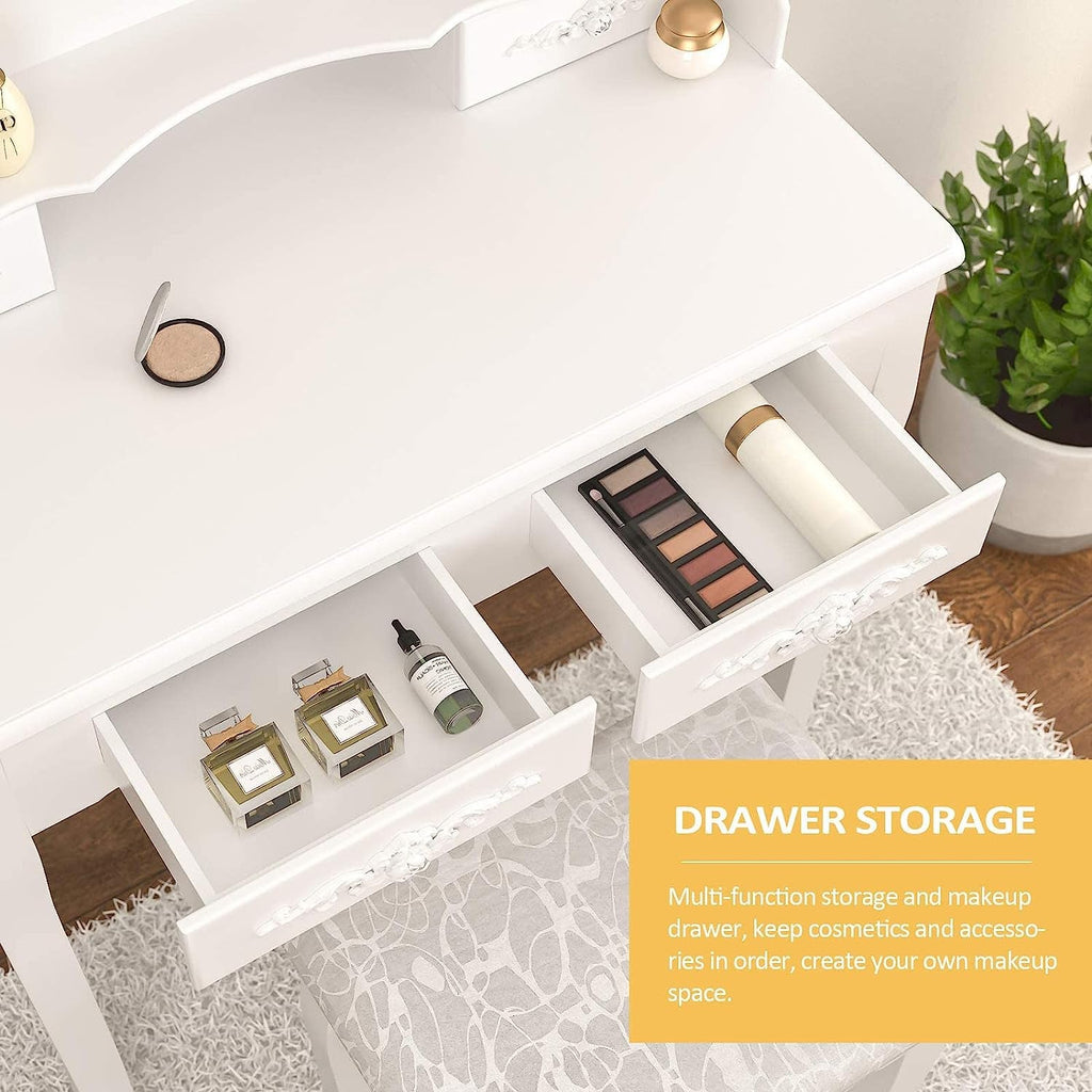 Wood Makeup Vanity Table Set With Detachable Mirror