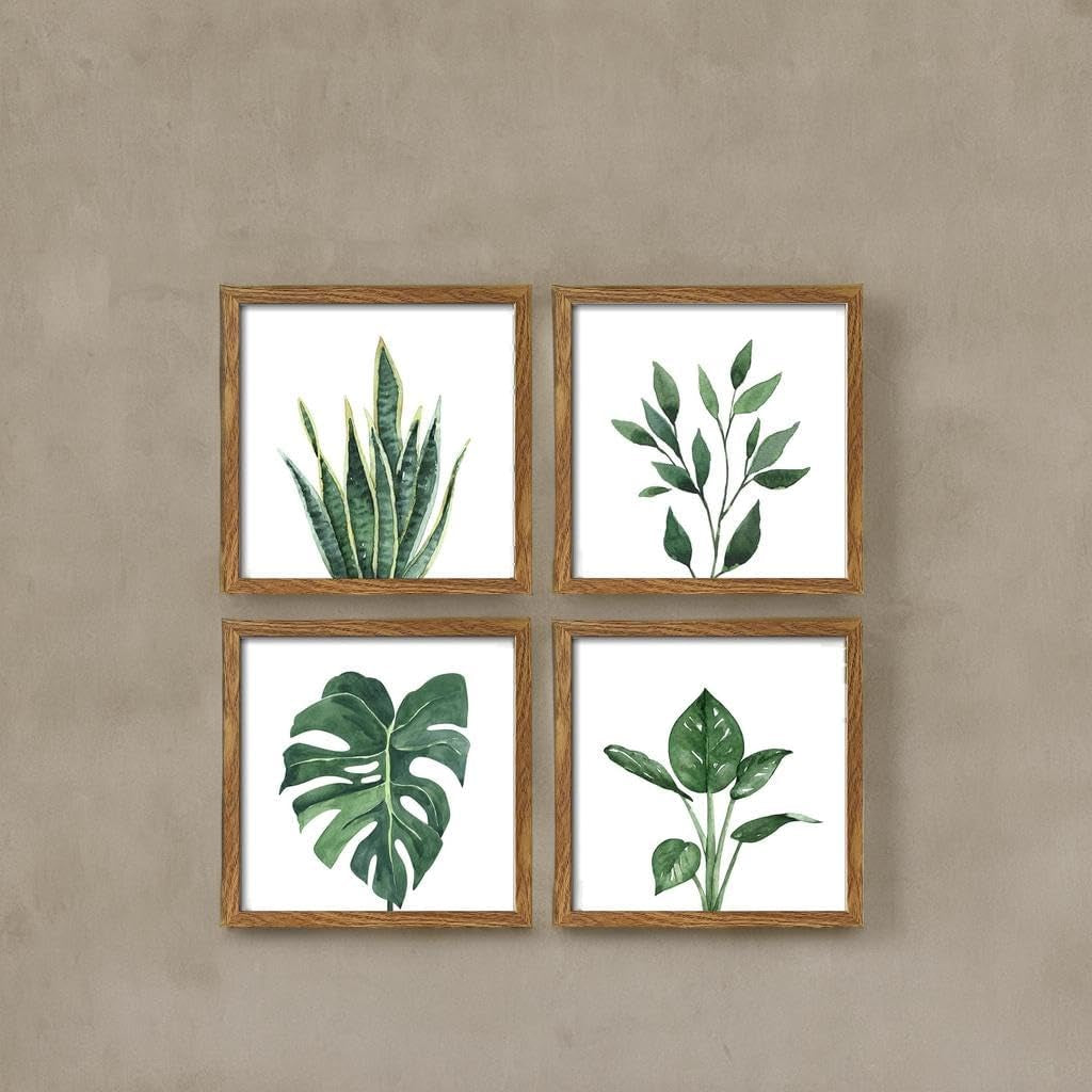 Botanical Framed Wall Art Set of 4 10x10 Walnut Frames
