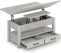 Grey Lift Top Coffee Table With Drawers Hidden Compartment