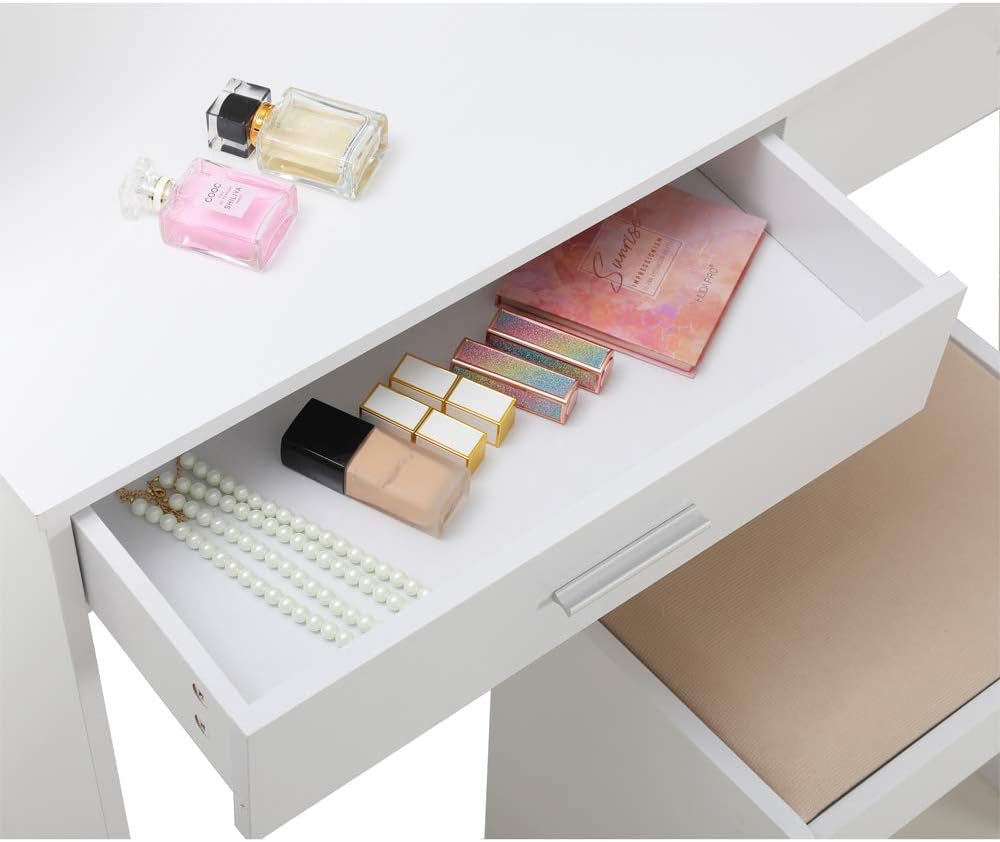 Vanity Set With 10 LED Lights White For Bedroom Makeup