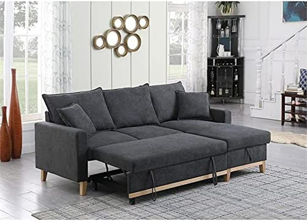 Gray Reversible Sleeper Sectional With Storage Chaise