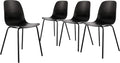 Set Of 4 Matte Black Dining Chairs With Ergonomic Back