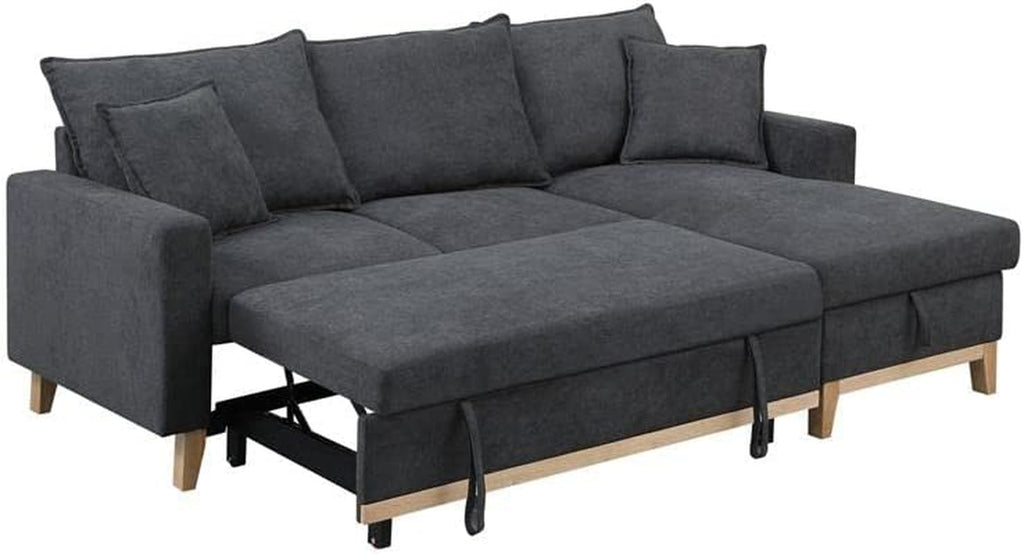 Gray Reversible Sleeper Sectional With Storage Chaise