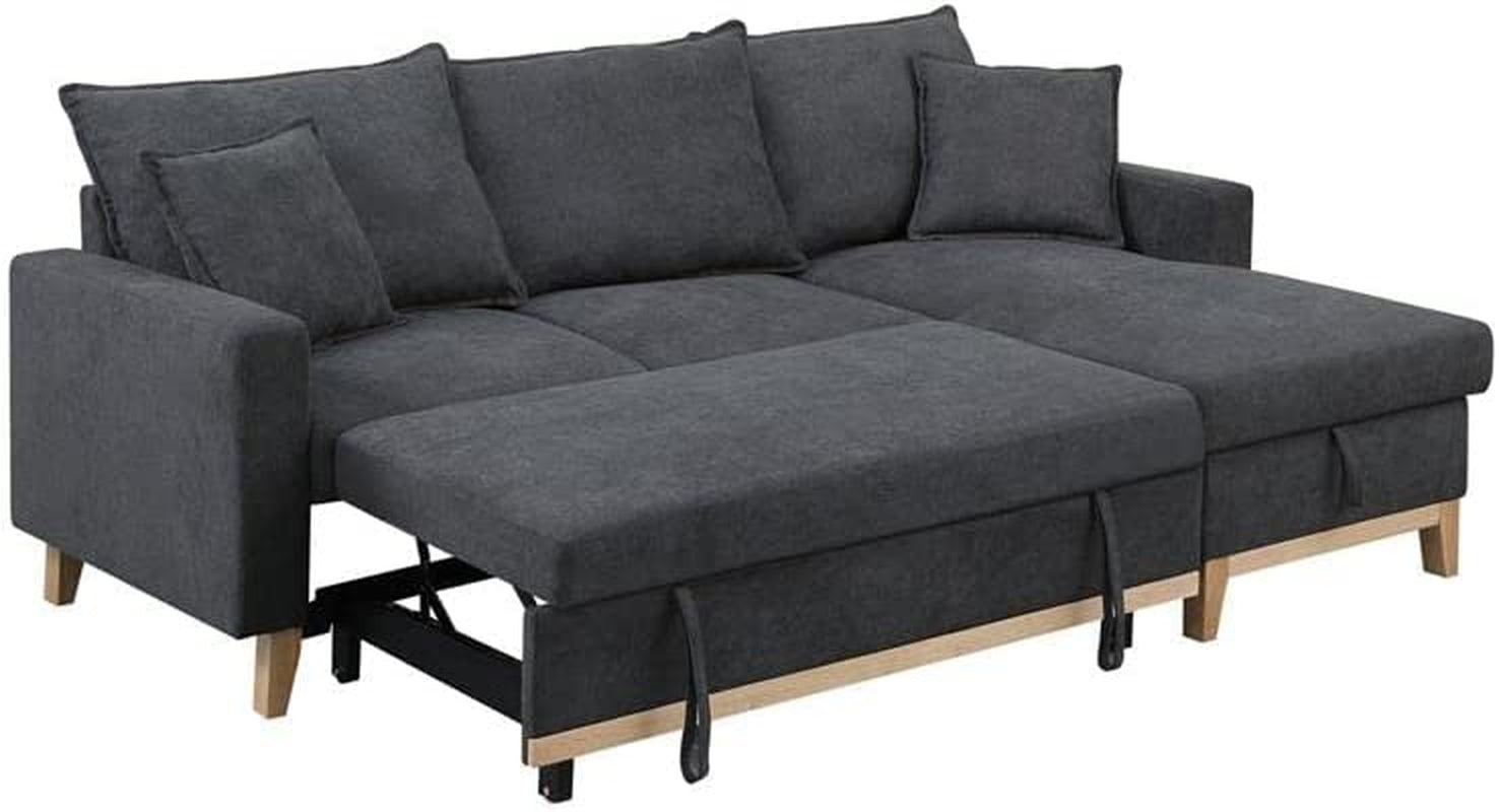 Gray Reversible Sleeper Sectional With Storage Chaise