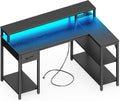 47 Inch L Shaped Desk With LED Lighting And Power Outlets
