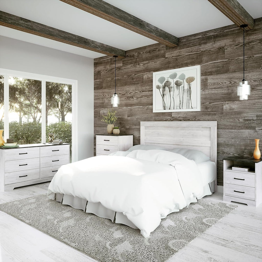 Commode de ferme blanche lavée 6 tiroirs Coffre 53 pouces de large