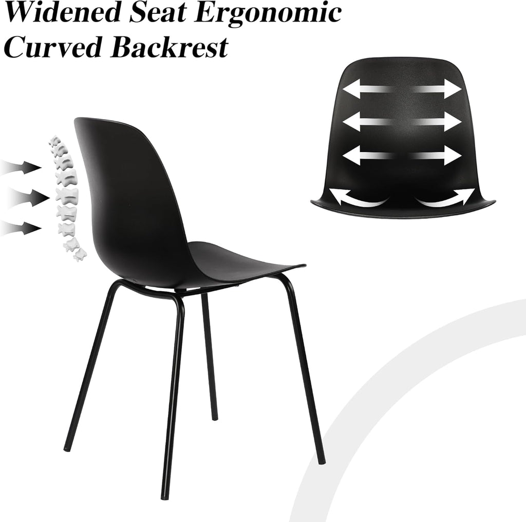 Set Of 4 Matte Black Dining Chairs With Ergonomic Back